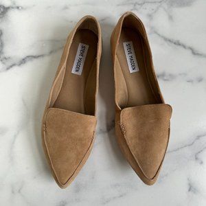 Steve Madden Feather Loafer: Camel Brown Suede, Size 8